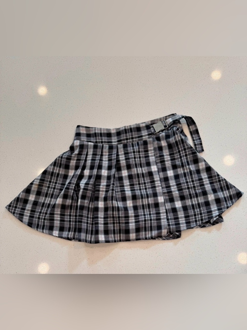 Forever 21 Plaid Pleated Buckle Mini Skirt Size Small Y2K